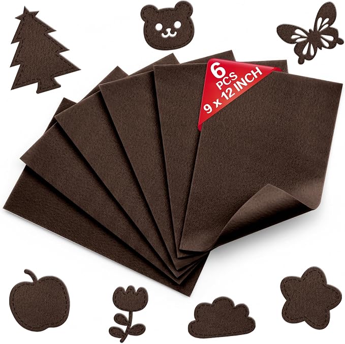 Brown Soft Felt Sheets for Crafts, 1.6mm Thick, Kids' Crafts, DIY Projects by Grainear