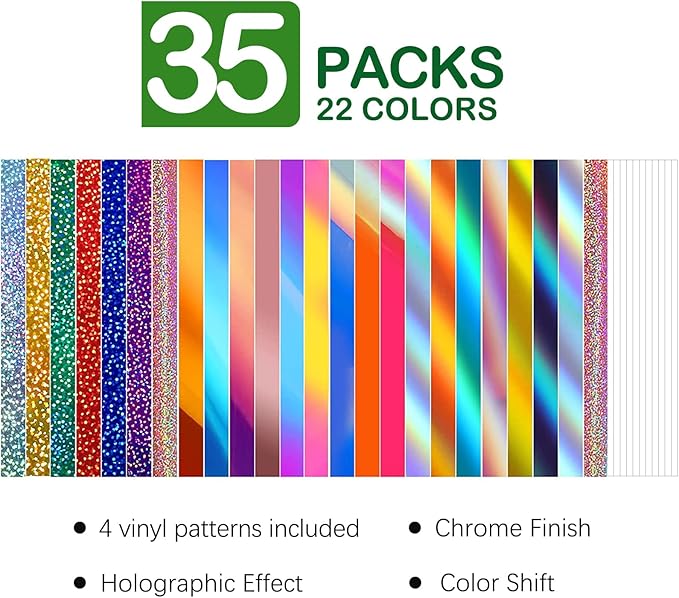 WRAPXPERT Holographic Permanent Vinyl Adhesive 35 Sheets Bundle-24 Vinyl Sheets - Image 2