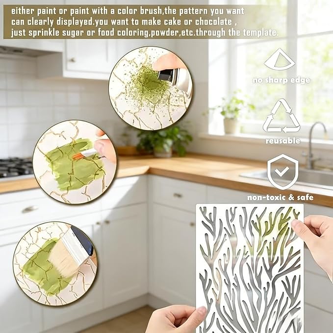 16 Pieces Stencils for Painting, Abstract Texture Mixed Media Art Supplies - Image 3