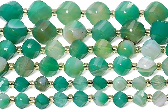 42pcs Natural Green Striped Agate Stone Beads - Image 7