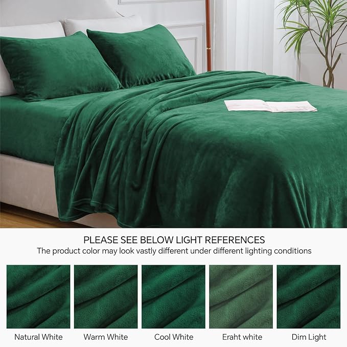 BEDELITE Flannel Sheets King Size Dark Green - Image 9