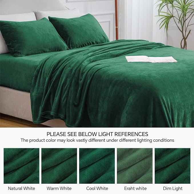 BEDELITE Flannel Sheets Queen Size Dark Green - Image 9