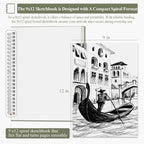 9 x 12 Sketchbook, 68lb/100gsm Sketch Pad 100 Sheets Spiral Bound Acid Free - Image 2