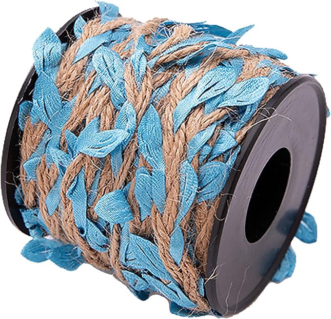 33 feet Natural Twine Blue Leaf Jute 3ply 2MM Rope Hemp Burlap Ribbon String by SPDTECH