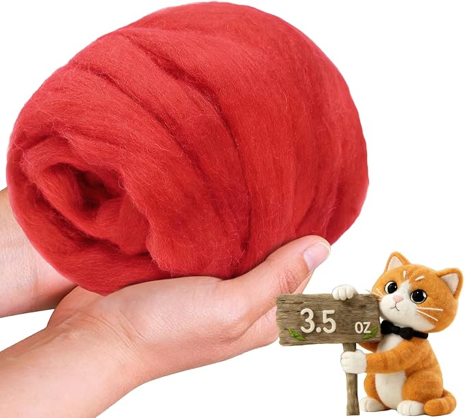 Wool Roving-3.5oz Needle Felting Wool, Soft Multi-Color Wool Fiber, Perfect by VKEDA