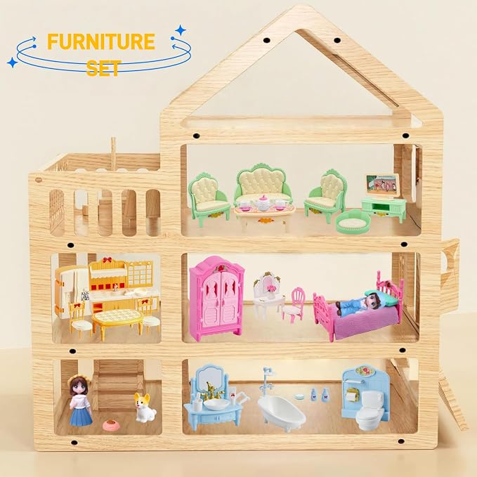 Princess Dollhouse Furniture Set, 48 Piece Luxury Miniature Accessories - Image 4