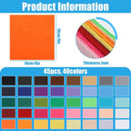45 Pcs Assorted Felt Sheets Felt Fabric 4"x4" Stiff Felts Craft Squares - Image 2