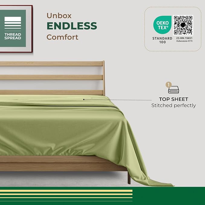 THREAD SPREAD 100% Organic Cotton Percale Flat Sheet California King Size - Image 3