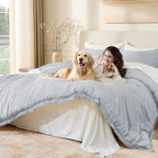 Andency Light Grey Comforter Set California King, 3 Pieces Boho Tassel - Image 3