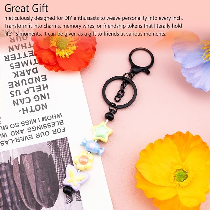 beadable keychains Bulk 8pcs Blank Keychain Making Kit Keychains Accessories - Image 2