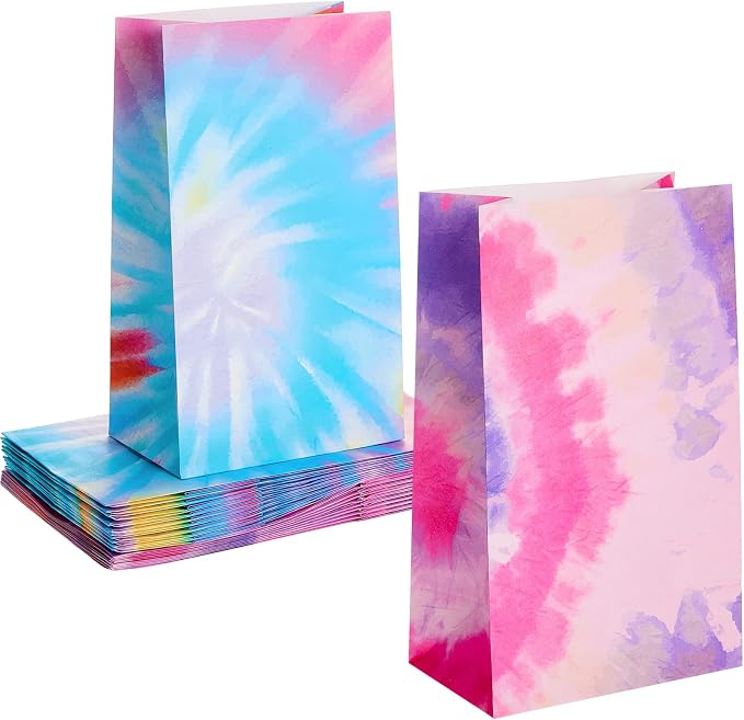 Zonon 24 Pcs Tie Dye Paper Bags Camouflage Treat Goody Bags Retro Gift Pouch by Zonon