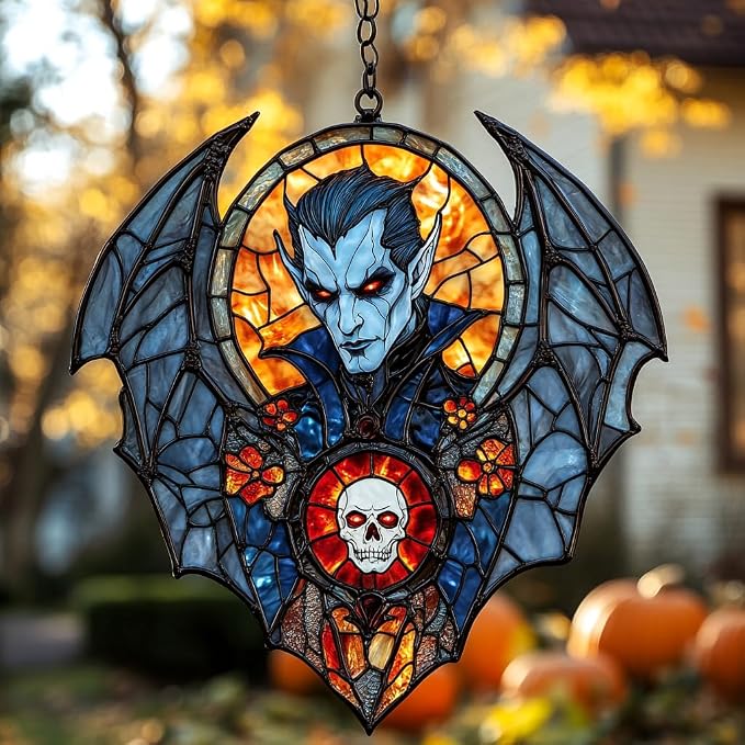 Dracula Halloween Acrylic Suncatcher Stained Glass Effect Window Car Hanging by AVAGAN