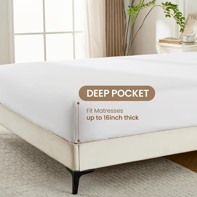 ROSE&RISY White Twin Sheet Set, 3 Pieces Soft Bedding Twin Sheet Set, - Image 4