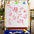GORGECRAFT 12"X12"Birds on Branches Stencil Leaf Silhouette Templates Reusable - Image 5