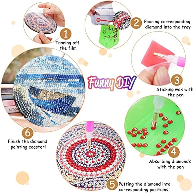 8 Pack Beach Diamond Art Coasters, Seaside Diamond Painting Coasters Kits | - Image 3
