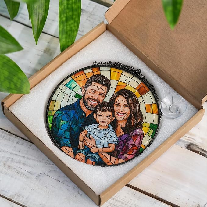 Personalized Family Stained Glass Sun Catcher, Customized Stained Glass Window - Image 6