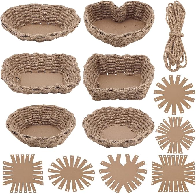 FREEBLOSS 6 Set Basket Weaving Kit Twine Basket Making Kit Creative Woven Bowl by FreeandCreativeCraftsArt