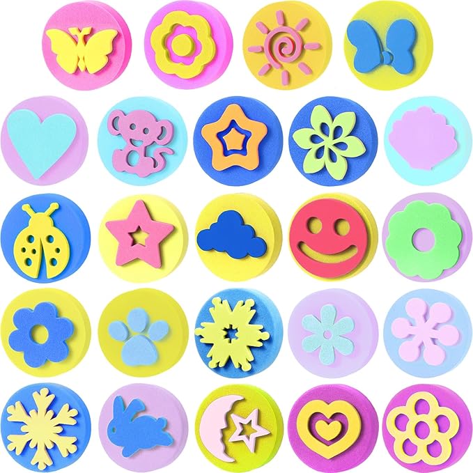 Outus 24 Pcs EVA Stamps for Kids Painting Sponges Stamps Sponges for Painting by Outus