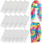 Suhine 16 Pcs Blank White Cotton Scarf to Tie Dye, Full Cotton Scarf Bikini by Suhine