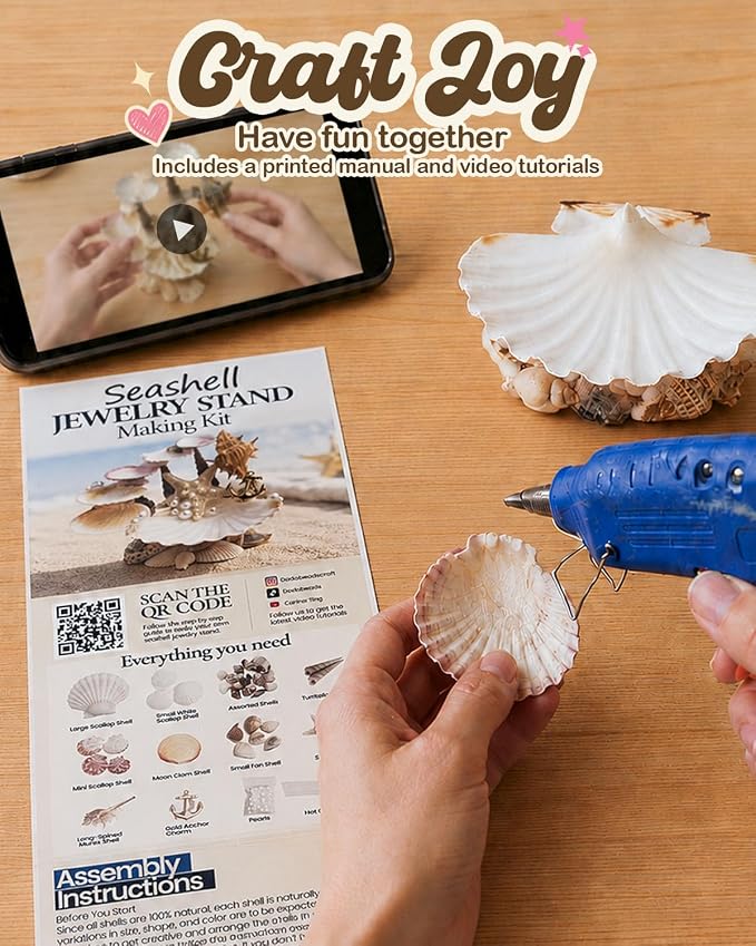 DualCozy Seashell Jewelry Stand Making Kit, Jewelry Holder Making Kit | Real - Image 4