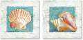Seashell Wall Art Teal Ocean Theme Canvas Prints Bathroom Wall Decor Nautical by JAPOART
