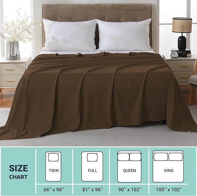 ZPECC Twin Flat Sheet Only 1 Pack, Durable Brown Top Bed Sheets Hypoallergenic - Image 5