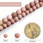 8mm Matte Pink Rhodochrosite Bead, 15-Inch Matte Round Loose Stone Beads - Image 3