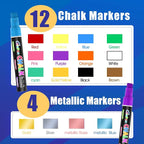 Window Chalk Markers for Cars Glass Washable, 16 Colors Jumbo Liquid Chalk - Image 3