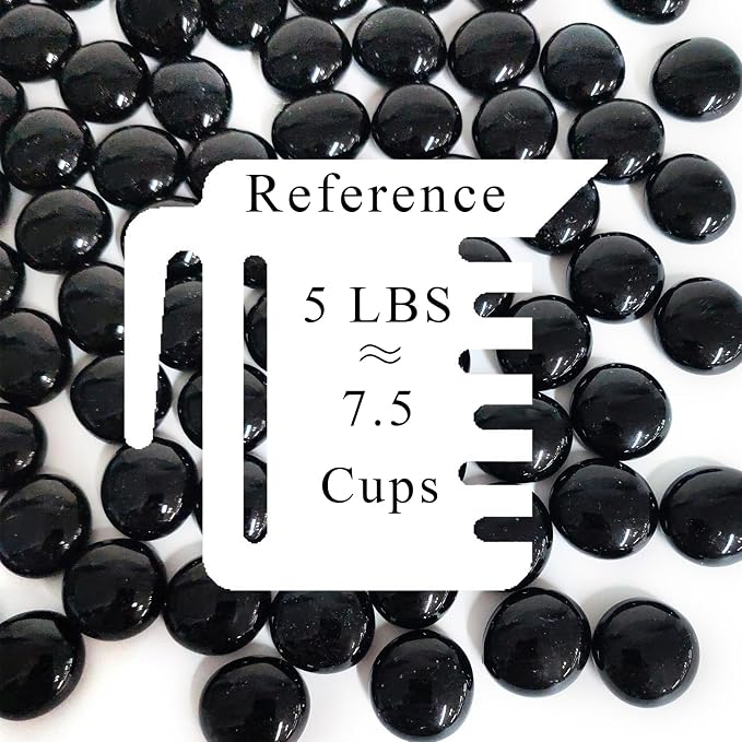 FANTIAN 5 lbs Black Glass Marbles, Glass Beads, Decorative Rocks Glass Pebbles - Image 3