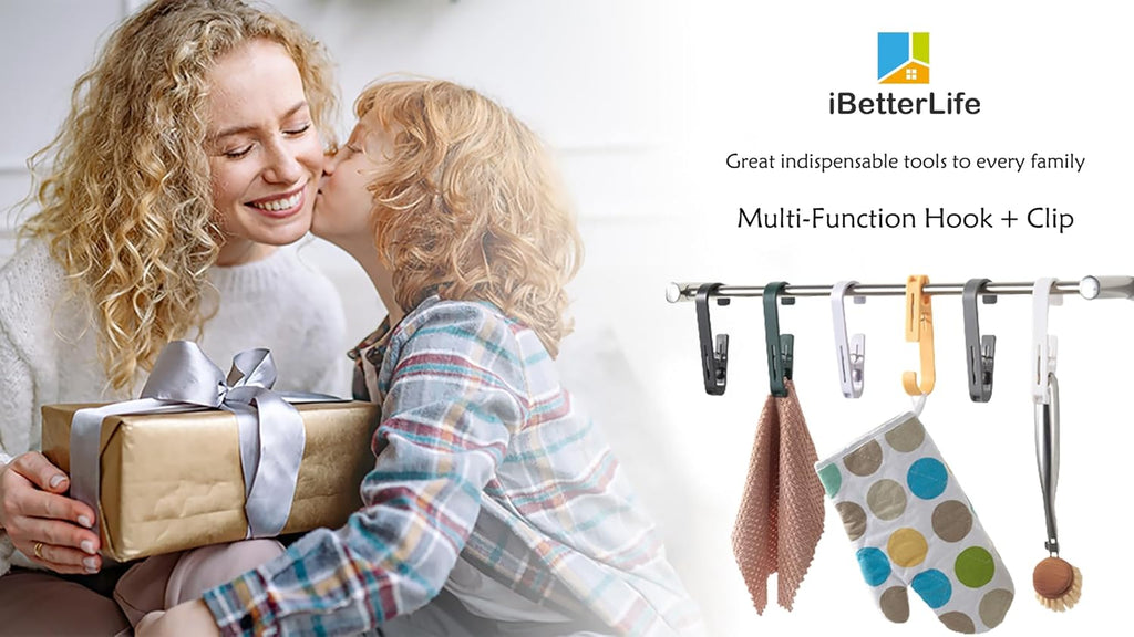 iBetterLife 4Pcs Laundry Hooks Hanging Clips Heavy Duty Outdoor Clothes Pins, Closet Organizer Single Clip Hangers Clamps Socks Boot Bras Underwear Kids Towels for Bathroom Wardrobe Kitchen Office