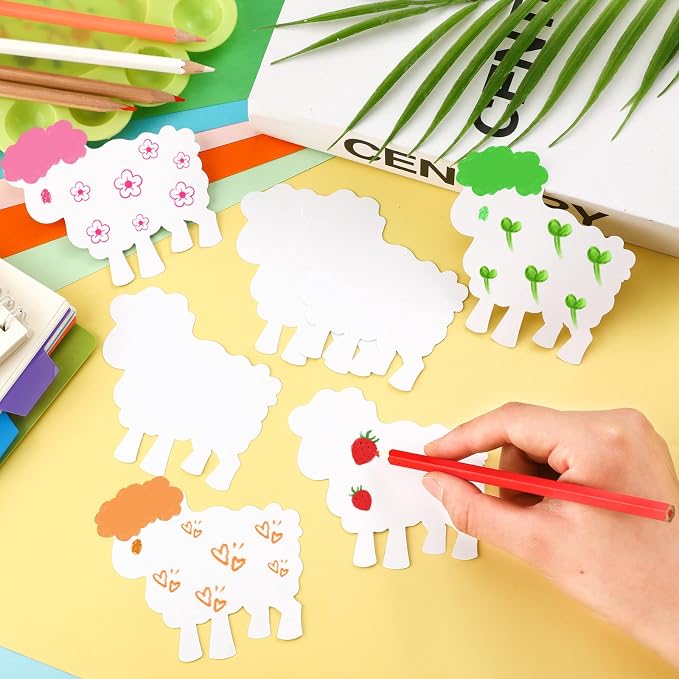Geyee 100 Pcs Sheep Cutouts for Bulletin Board Classroom Wall Decor, Lamb Paper - Image 3