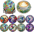 ijbnhd 8 Pcs Hummingbird Diamond Painting Coasters Kits by ijbnhd