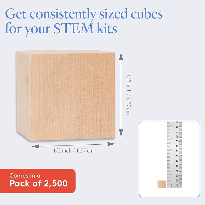 DIY Wooden Cubes 1/2-inch, Unfinished Wood Blocks - Image 4
