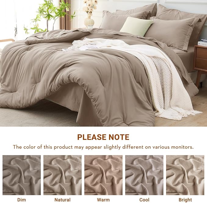 MUXHOMO 7 Pieces King Comforter Set, Soft Bed in a Bag King Size, All Season - Image 5