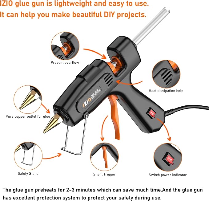 IZIO Hot Glue Gun with 21 Glue Sticks7/16") &Storage Pouch - 100W Fast Heating - Image 7