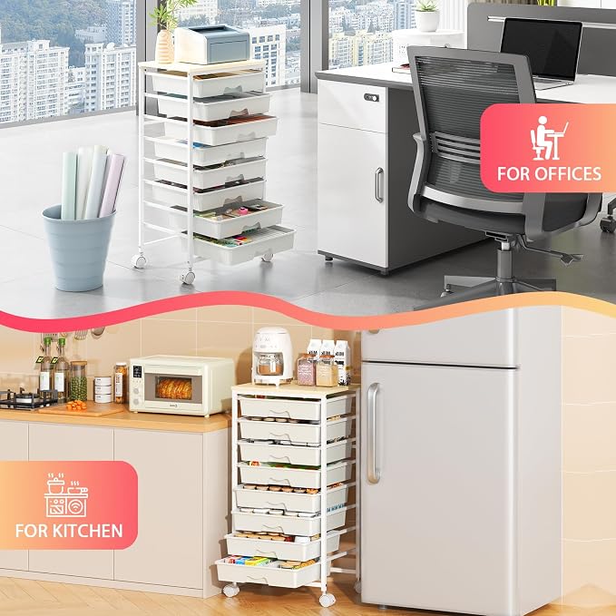 Goovilla Rolling Cart with Drawers, Utility Cart Organizer With 8 Removable - Image 9
