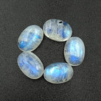 SGM Shop™ Natural Rainbow Moonstone Calibrated Oval Shape 5Pcs Cabochon Loose - Image 4