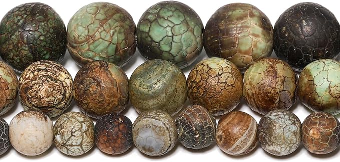 35pcs Round Loose Green Crack Old Agate Beads - Image 7