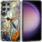 for Samsung Galaxy S25 Ultra Case, Hummingbird Wildflower Stained Glass Pattern by Teonvpu