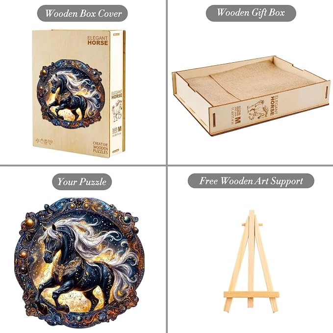 Wooden Puzzles Adults, Elegant Horse Wooden Puzzles 200 Pieces, Unique Animal - Image 3