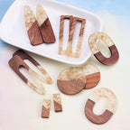 FASHEWELRY 12Pcs Resin & Walnut Pendants 6 Styles Rectangle Oval Bullet - Image 2