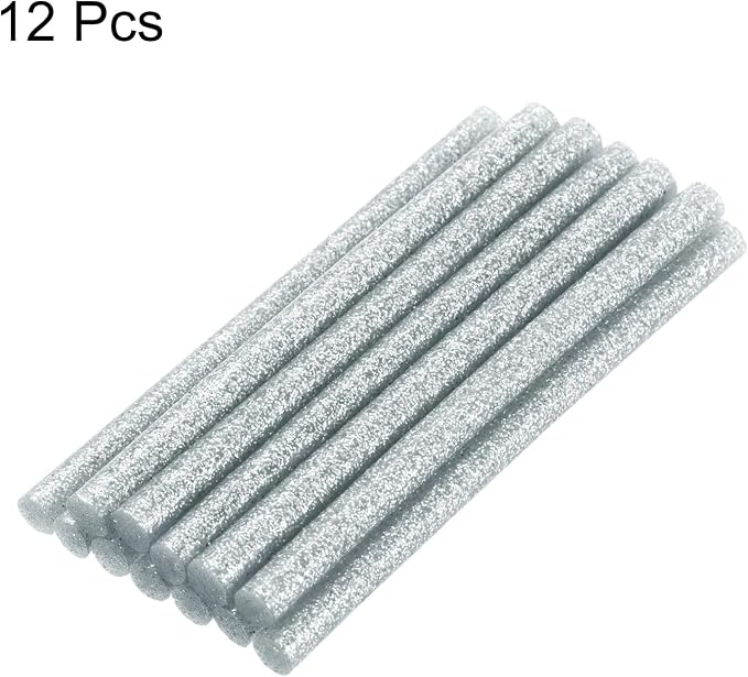 uxcell Mini Hot Glue Sticks for Glue Gun 11mm x 200mm Glitter Silver 12pcs - Image 3