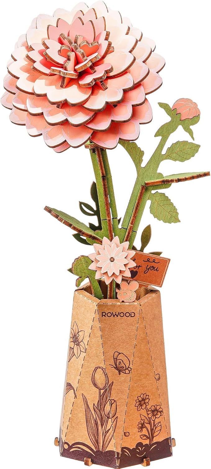 Rowood 3D Puzzle, Mother's Day DIY Wooden Flower Building Craft Kits by RowoodAssembleArtDecorateLife