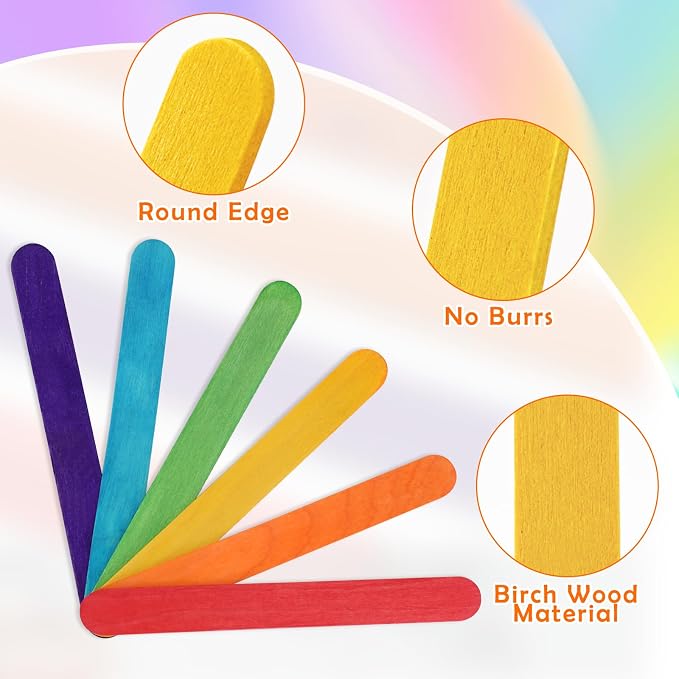 WISYOK 2000 Jumbo Rainbow Popsicle Sticks - Image 3