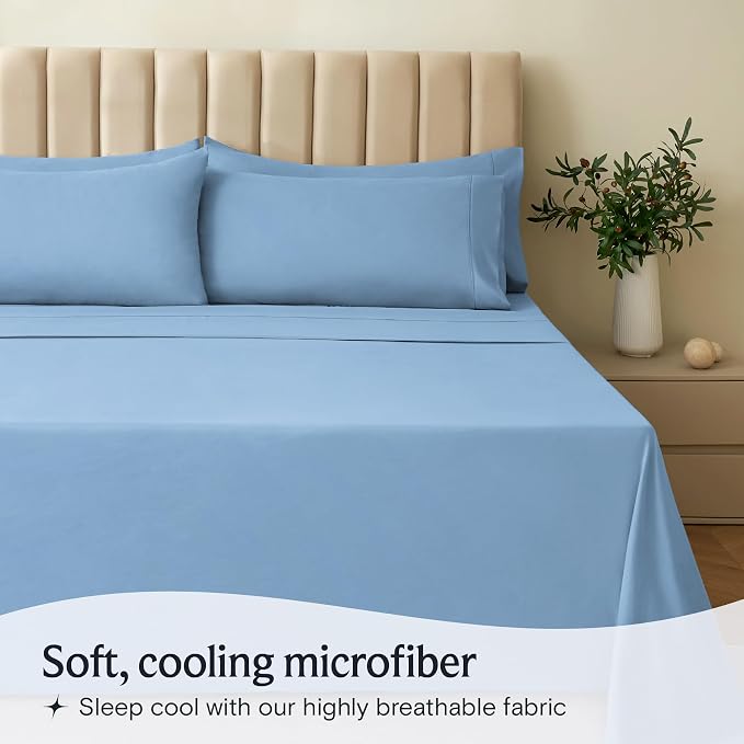 LuxClub 4 PC California King Sheet Set, Deep Pockets Wrinkle Free Cooling Bed - Image 3