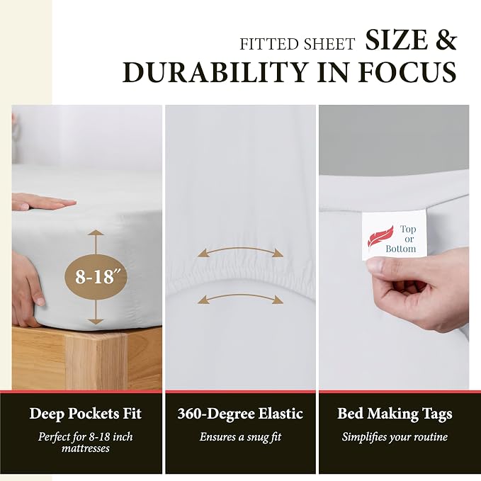 100% Egyptian Cotton Twin XL Bed Sheets Set - Image 4