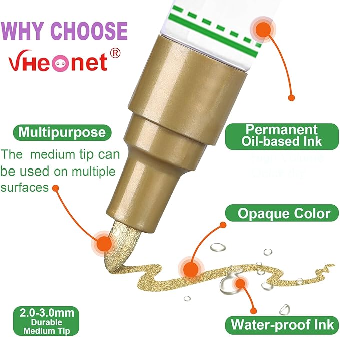 Paint Markers, 4 Colors Oil-Based Waterproof Quick Dry Permanent Paint Pens - Image 2