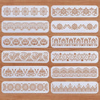ORIGACH 12 Pcs Flower Border Stencil, Ornate Mandala Border PET Stencil Template by ORIGACH