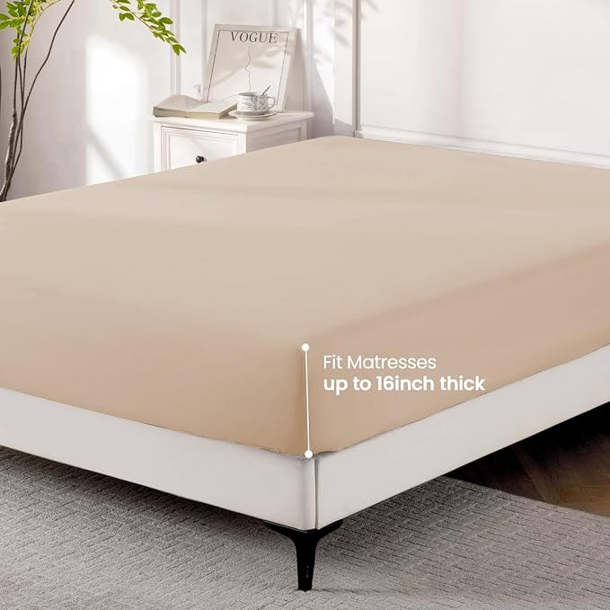 ROSE&RISY Khaki King Fitted Sheet, Soft and Breathable - Image 4