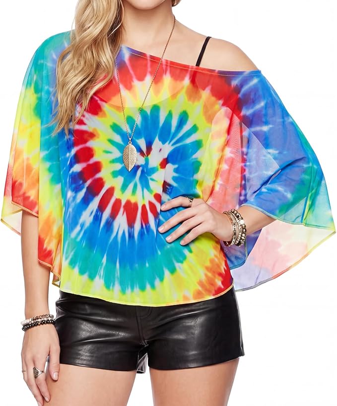 Women Chiffon Shawl Cape Colorful Summer Poncho Tops Beach Dress Cover up by PT+Haahoos